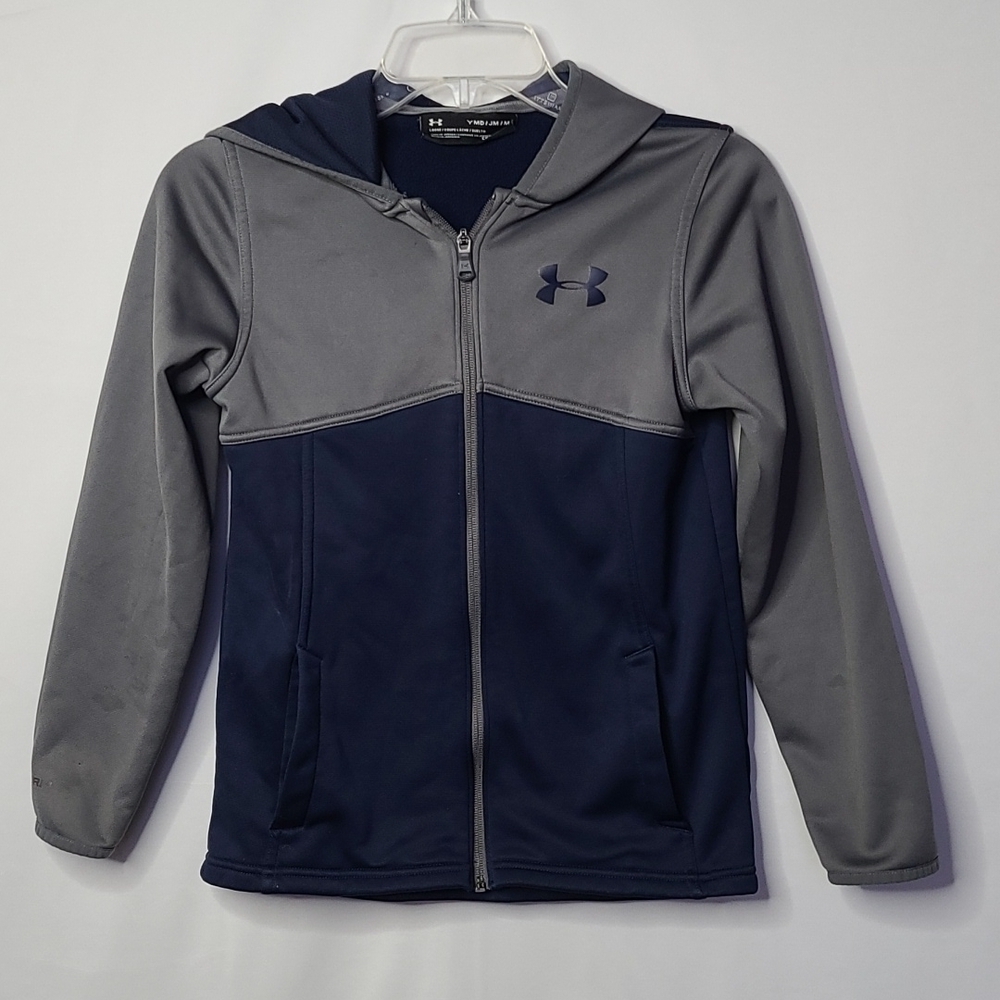 Under Armour youth zip up hooded hoodie blue gray Loose sweatshirt sz medium